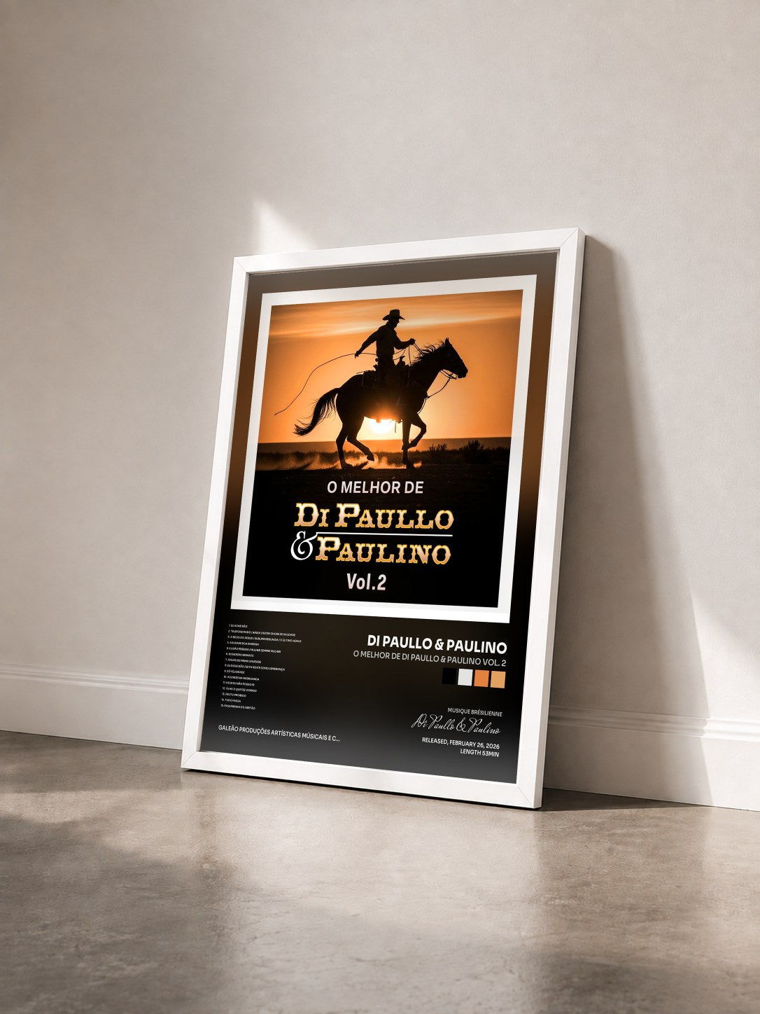 #blanc Tableau de l'album O Melhor de Di Paullo & Paulino Vol. 2 de Di Paullo & Paulino vu de trois quarts, cadre blanc