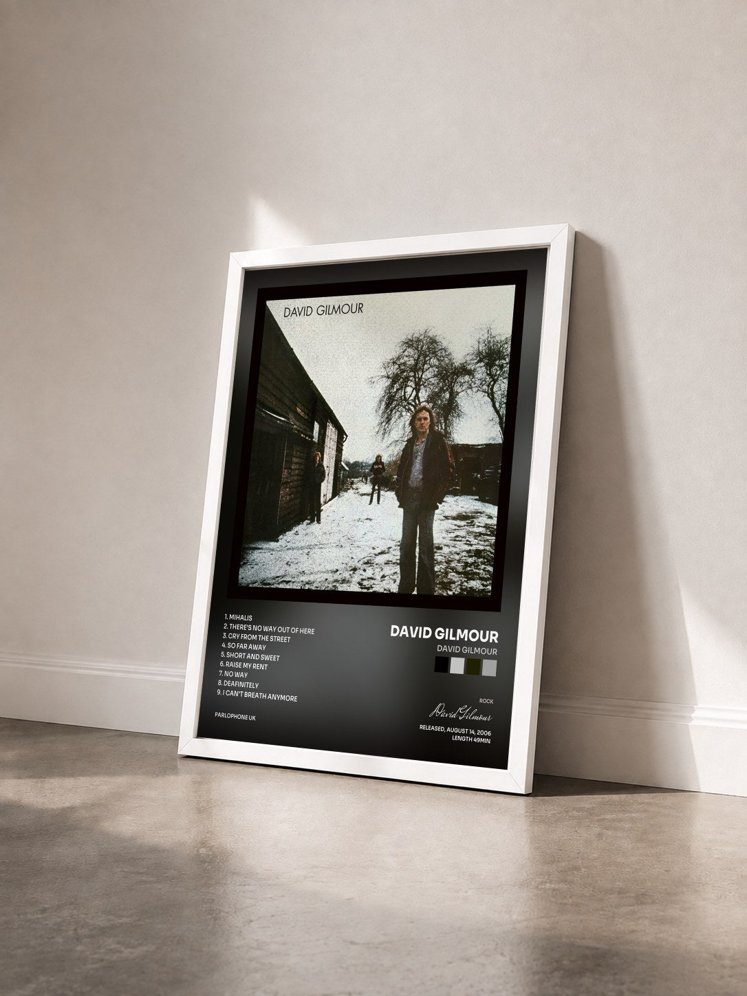 #blanc Tableau de l'album David Gilmour de David Gilmour vu de trois quarts, cadre blanc