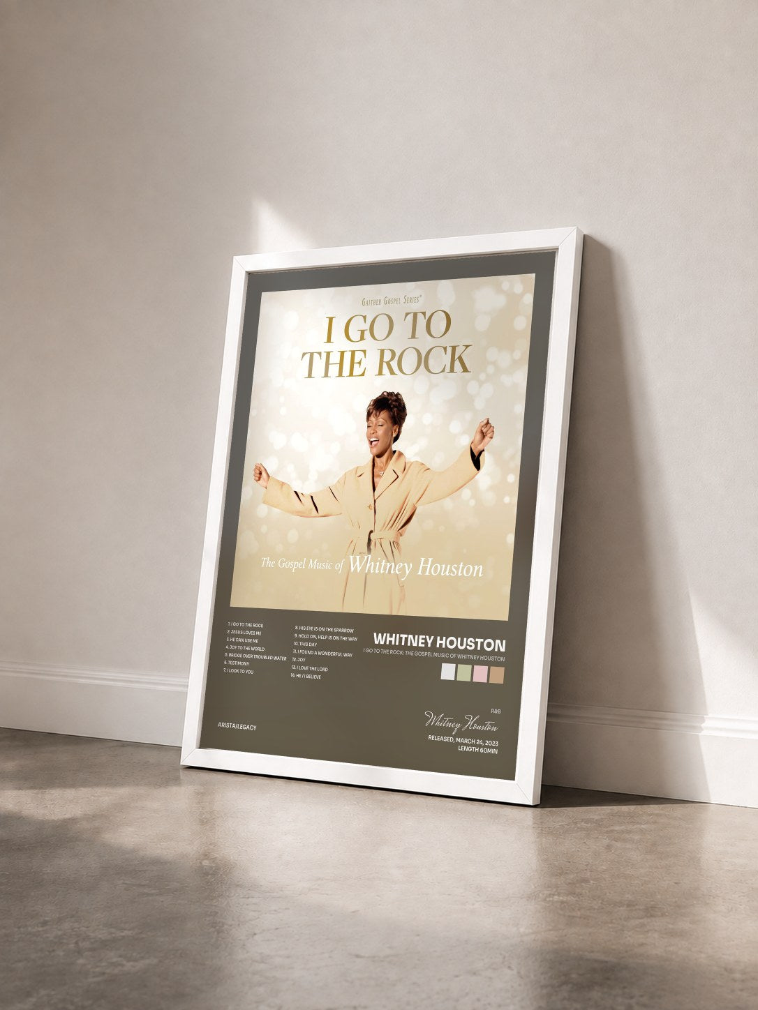 #blanc Tableau de l'album I Go To The Rock: The Gospel Music Of Whitney Houston de Whitney Houston vu de trois quarts, cadre blanc