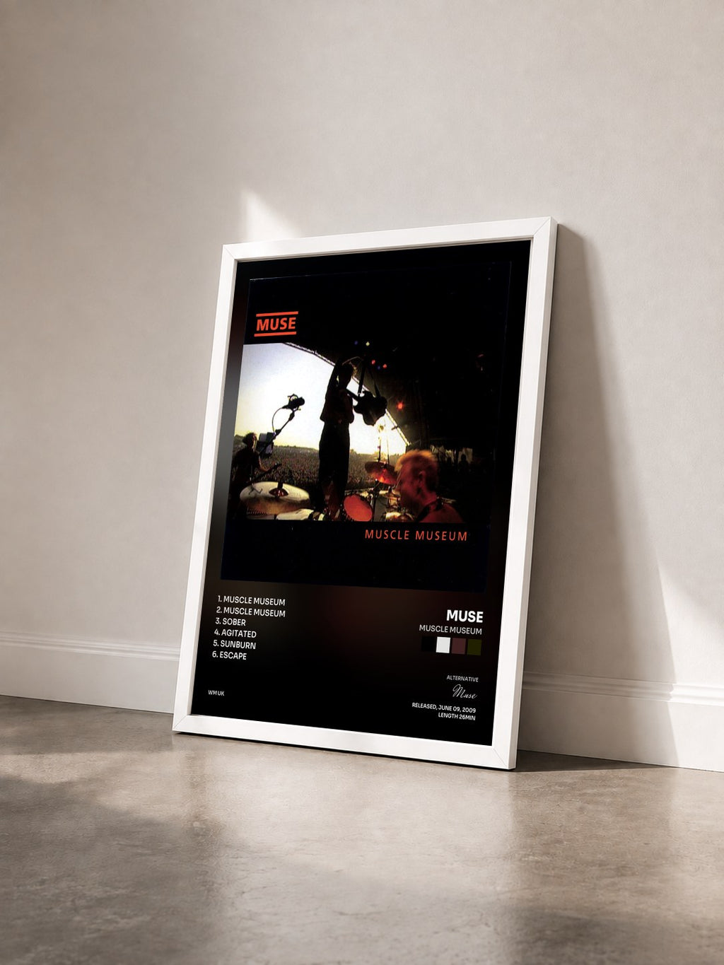 #blanc Tableau de l'album Muscle Museum de Muse vu de trois quarts, cadre blanc