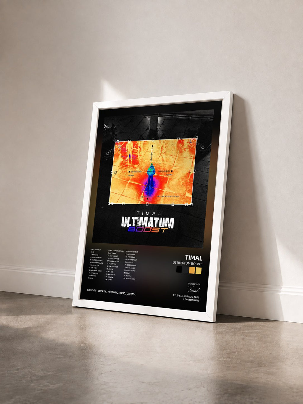 #blanc Tableau de l'album ULTIMATUM BOOST de Timal vu de trois quarts, cadre blanc
