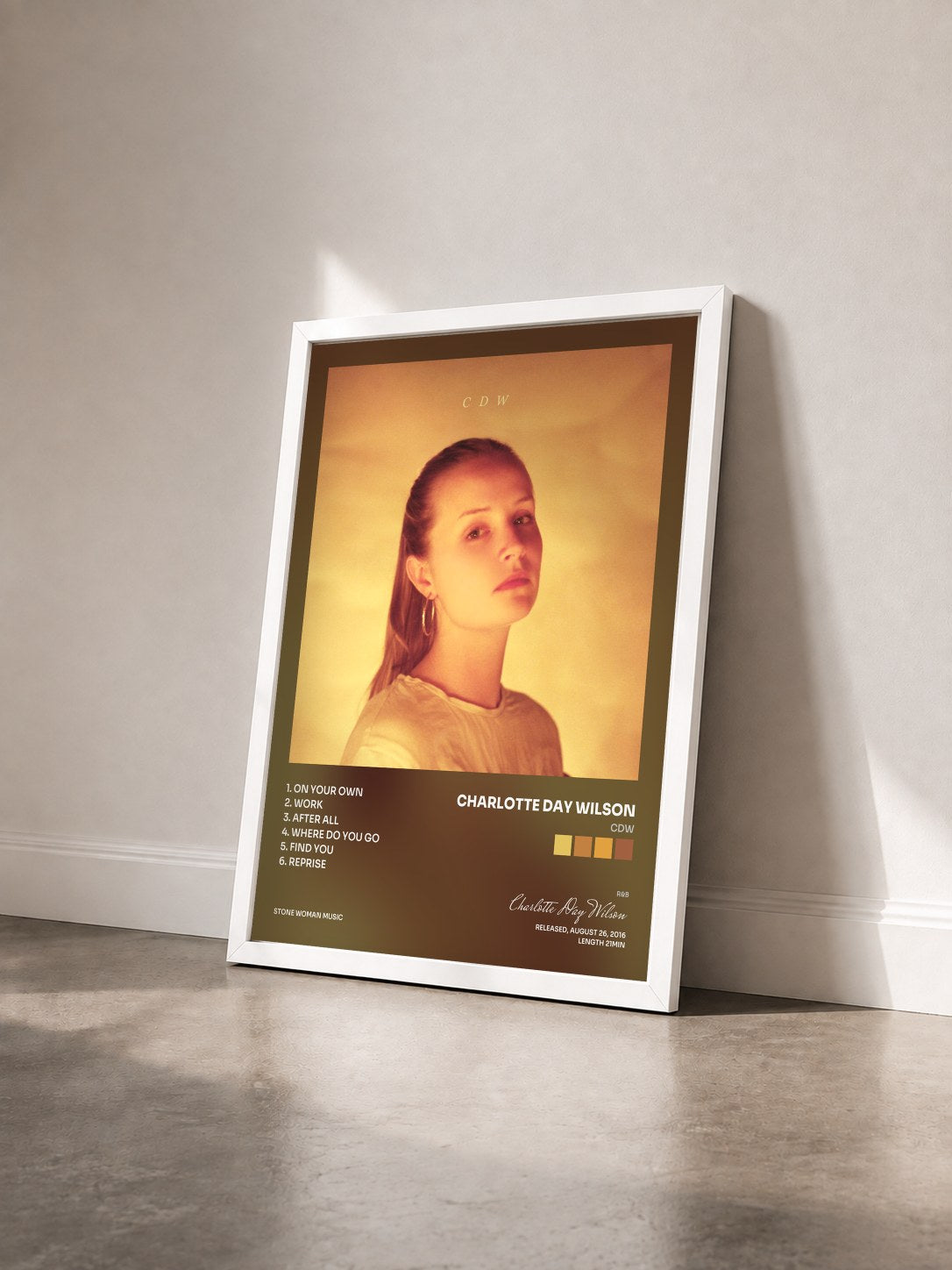 #blanc Tableau de l'album CDW de Charlotte Day Wilson vu de trois quarts, cadre blanc
