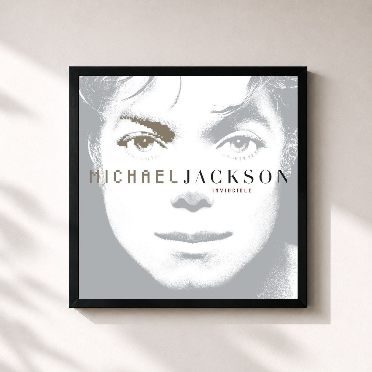#noir Tableau carré de l'album Invincible de Michael Jackson, cadre noir 32x32 cm