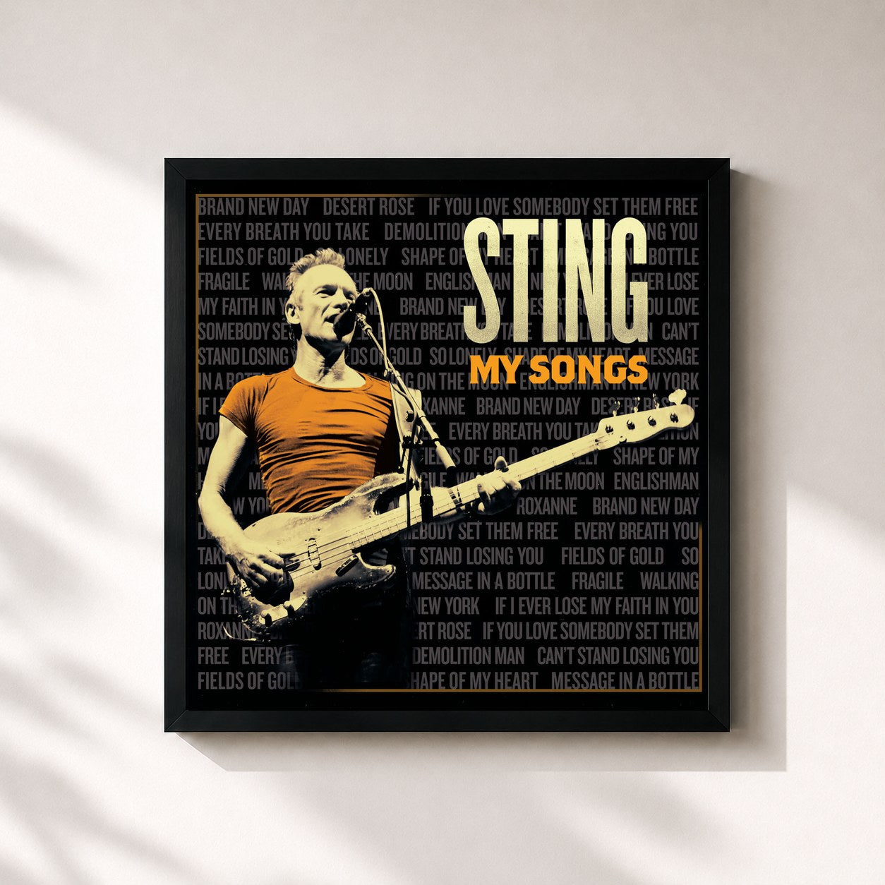 #noir My Songs by Sting as a square framed art print, black 32x32 cm frame