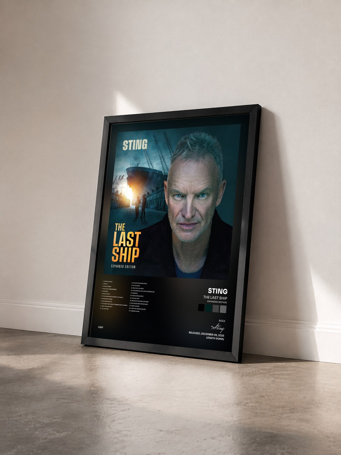 #noir The Last Ship (Expanded Edition) by Sting as a framed art print seen at an angle, black frame