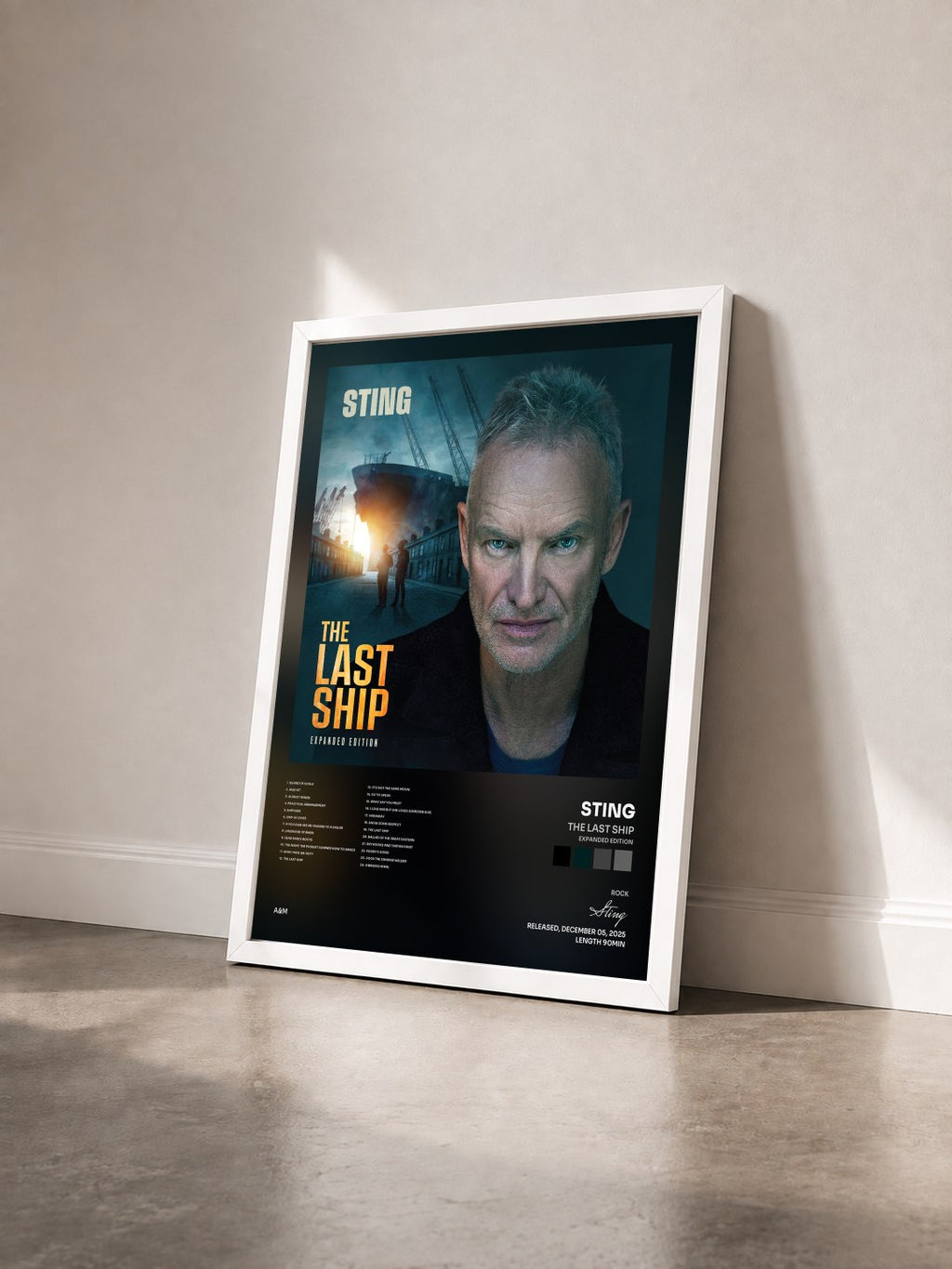 #blanc The Last Ship (Expanded Edition) by Sting as a framed art print seen at an angle, white frame