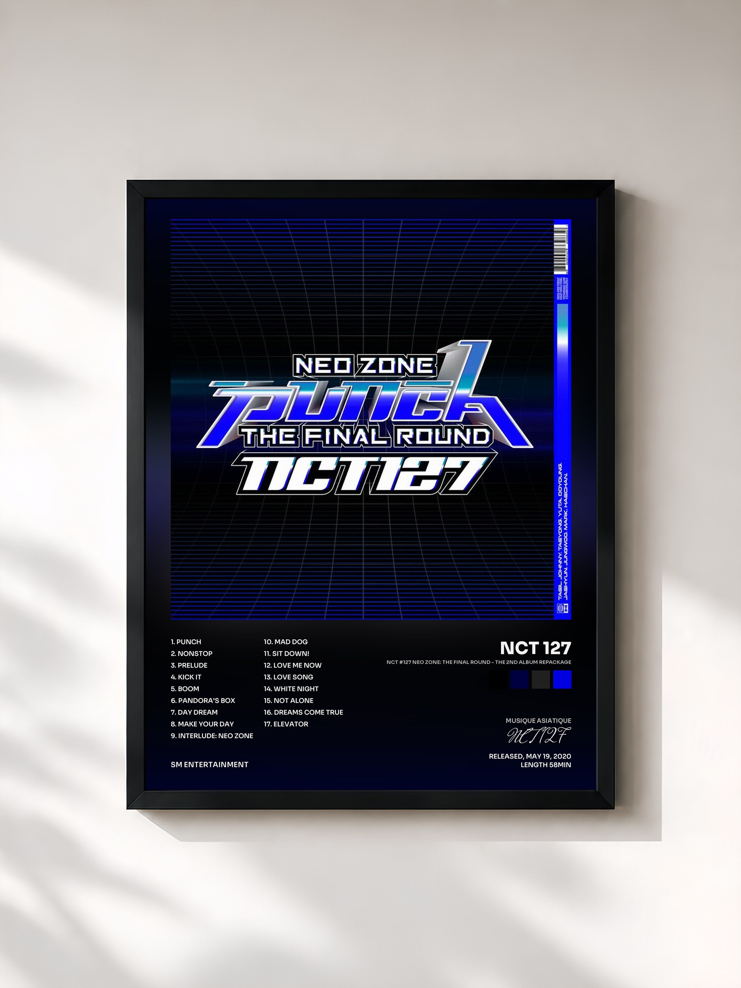 #noir Tableau de l'album NCT #127 Neo Zone: The Final Round - The 2nd Album Repackage de NCT 127, cadre noir, imprimé et encadré en France