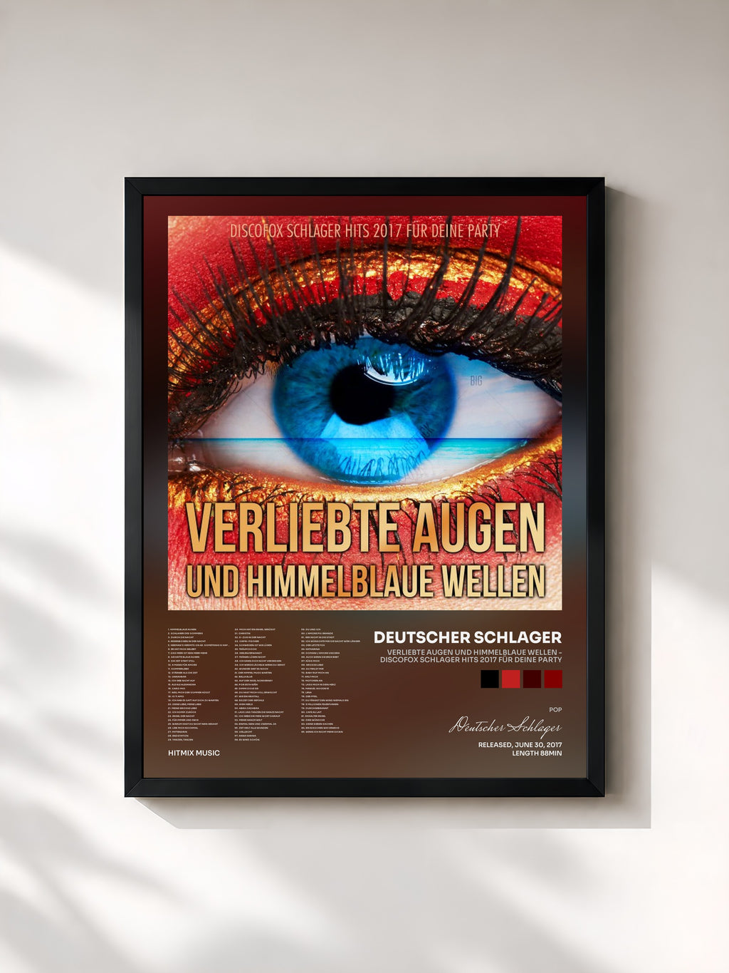 #noir Verliebte Augen und himmelblaue Wellen - Discofox Schlager Hits 2017 für deine Party di Deutscher Schlager in stampa incorniciata, cornice nera, stampata e incorniciata in Francia