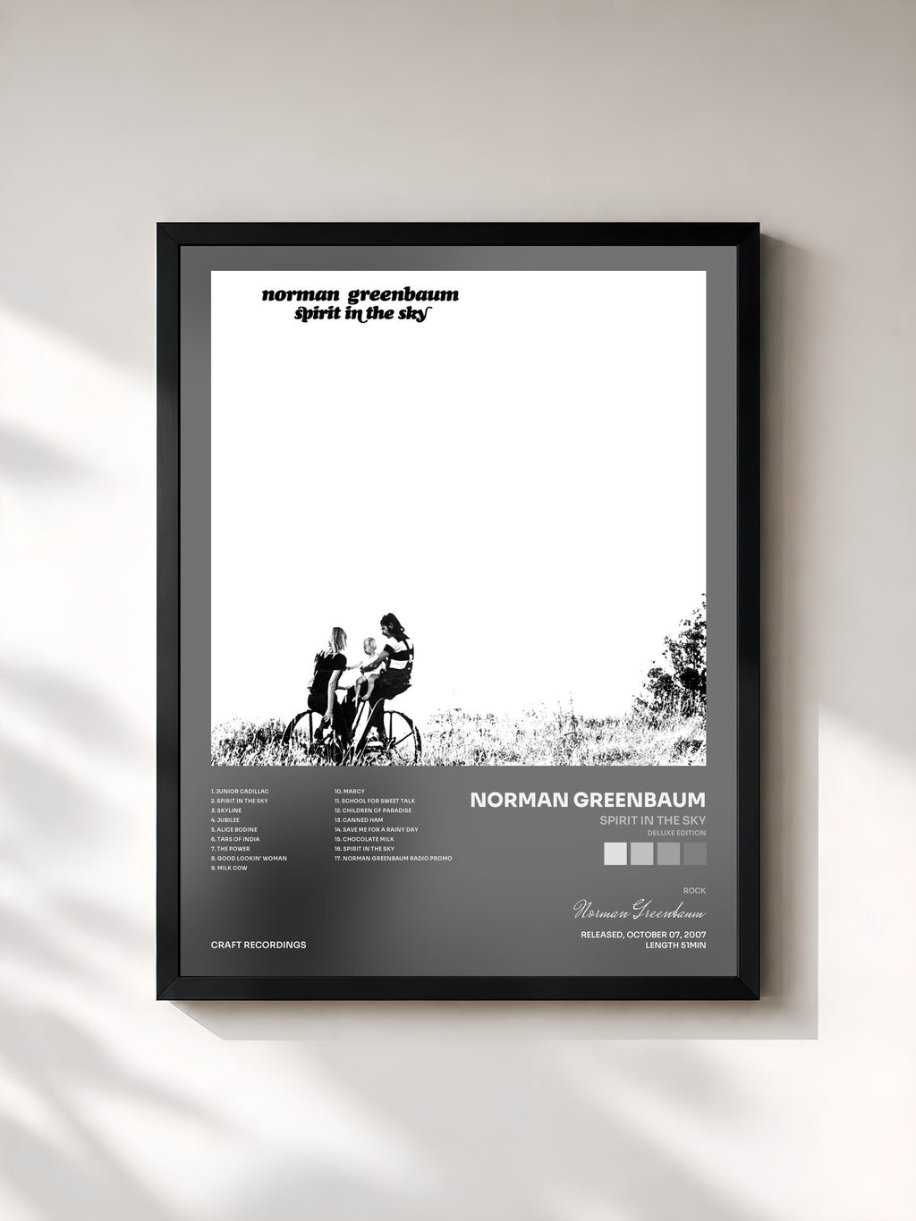 #noir Tableau de l'album Spirit In The Sky (Deluxe Edition) de Norman Greenbaum, cadre noir, imprimé et encadré en France