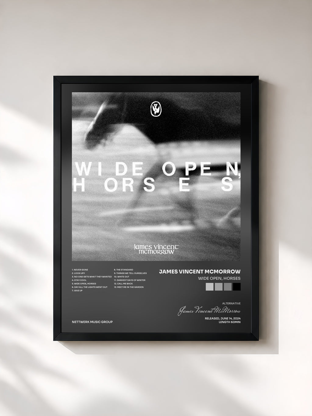 #noir Wide open, horses von James Vincent McMorrow als gerahmter Kunstdruck, schwarzer Rahmen, gedruckt und gerahmt in Frankreich