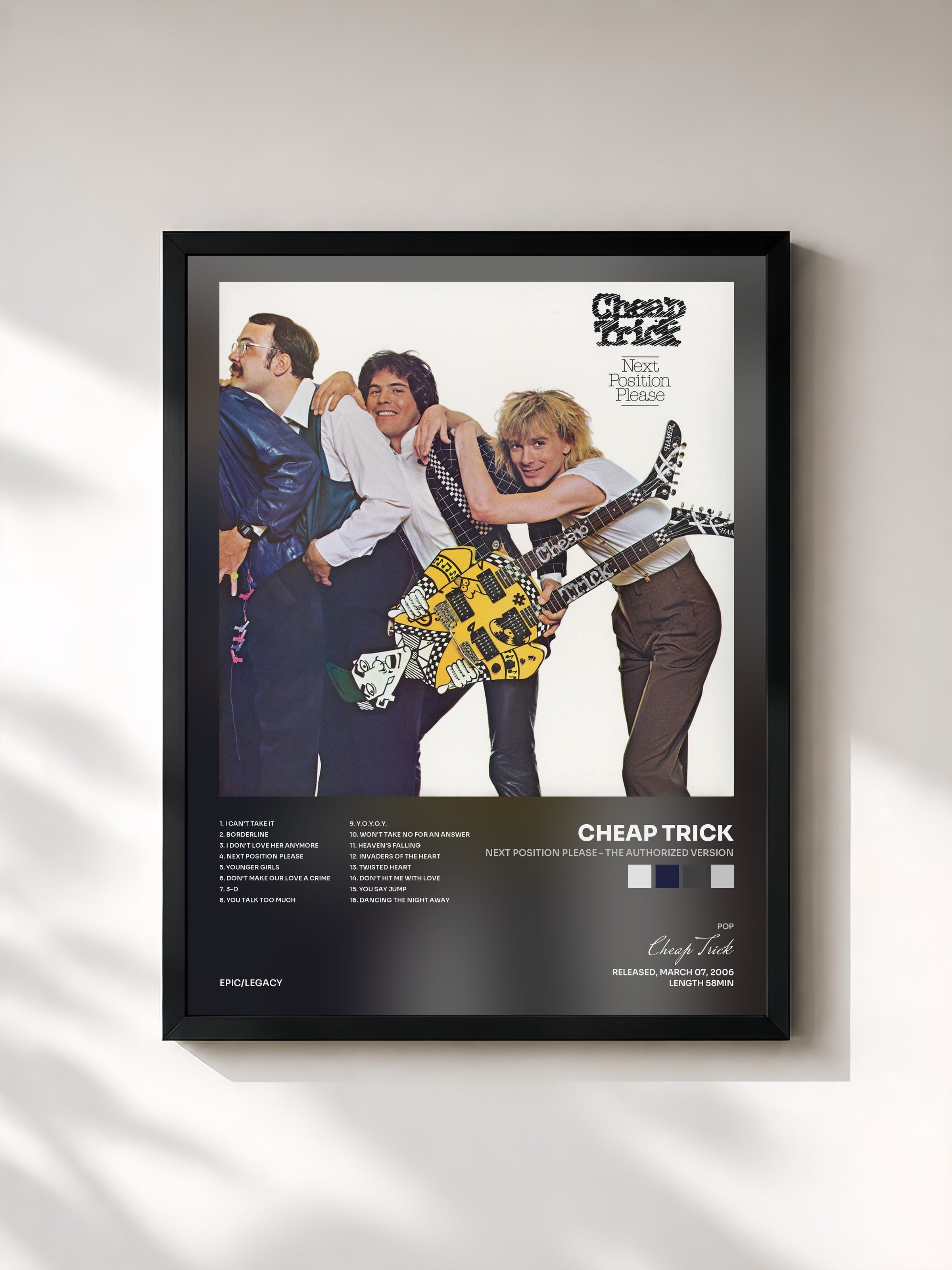 #noir Tableau de l'album Next Position Please - The Authorized Version de Cheap Trick, cadre noir, imprimé et encadré en France