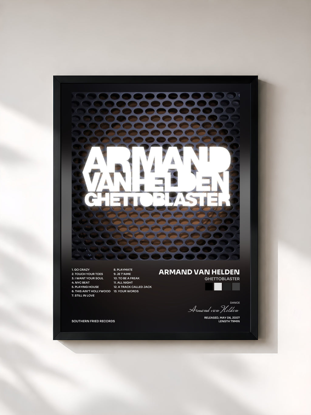 #noir Tableau de l'album Ghettoblaster de Armand van Helden, cadre noir, imprimé et encadré en France
