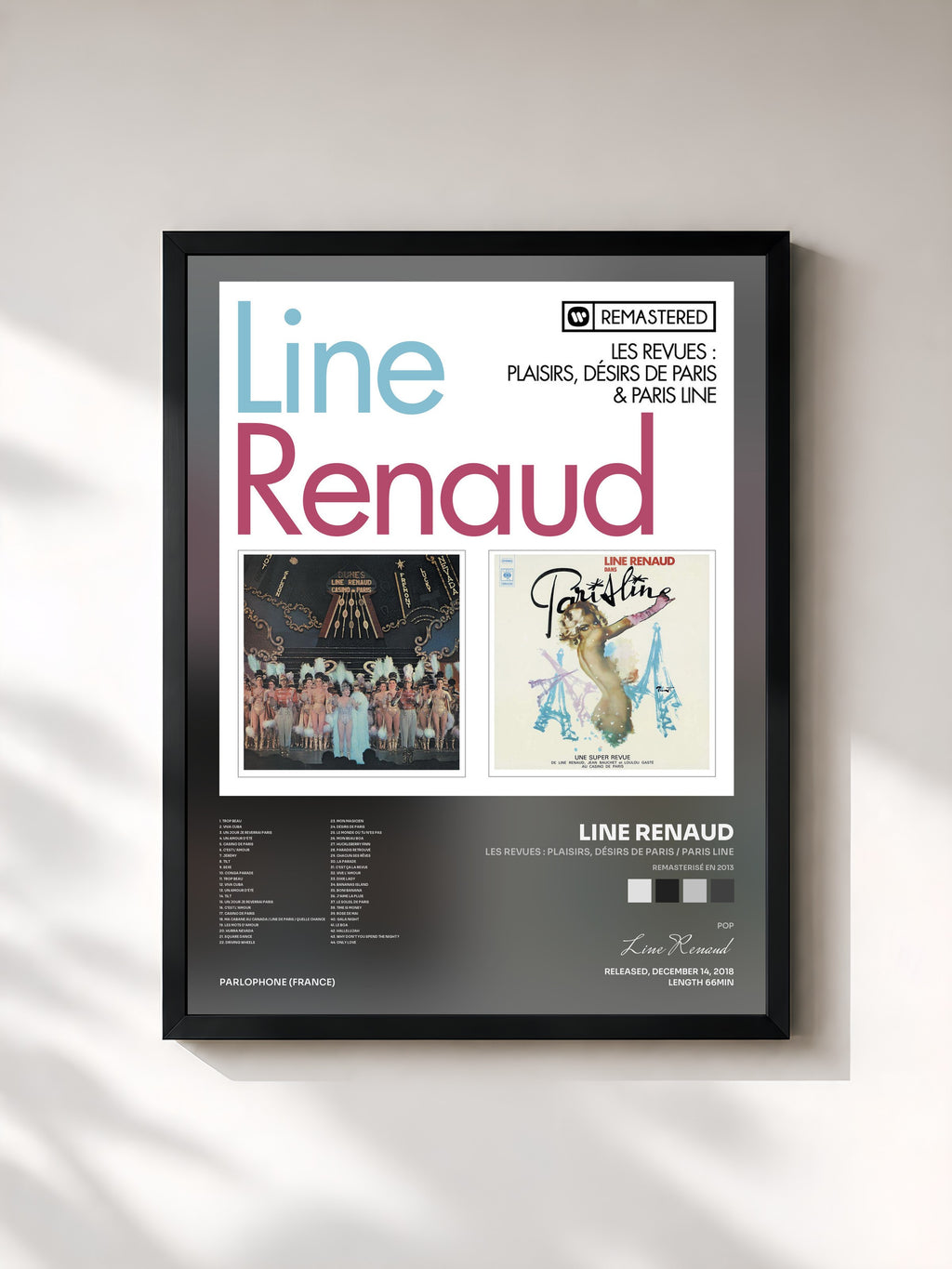 #noir Tableau de l'album Les revues : Plaisirs, désirs de Paris / Paris Line (Remasterisé en 2013) de Line Renaud, cadre noir, imprimé et encadré en France