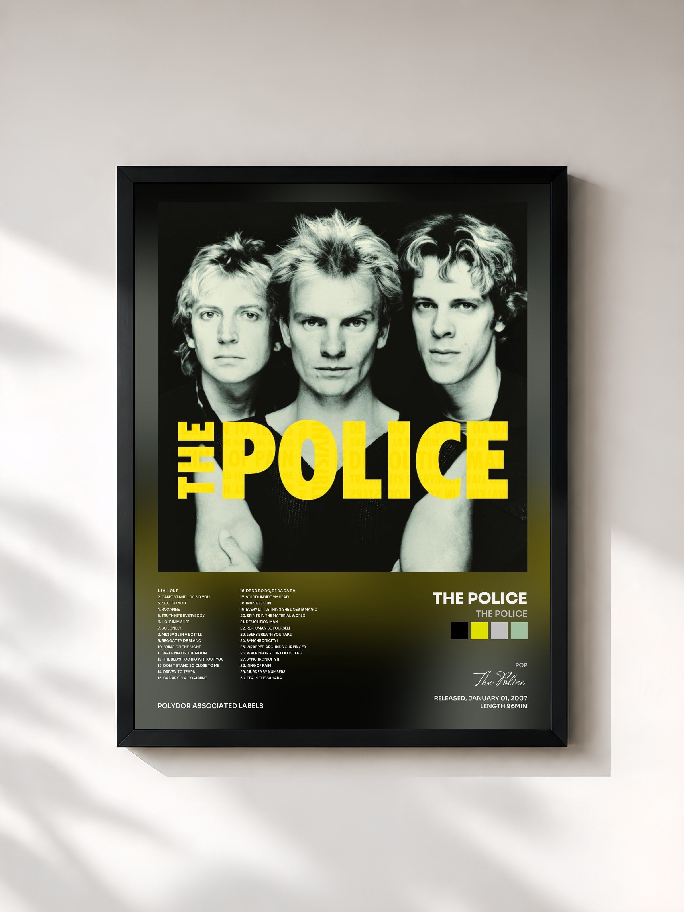 #noir The Police de The Police en lámina enmarcada, marco negro, impresa y enmarcada en Francia