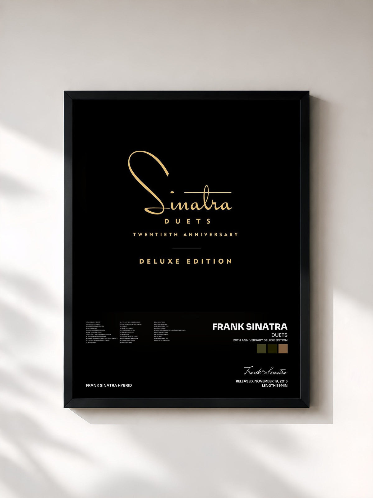 #noir Tableau de l'album Duets (20th Anniversary Deluxe Edition) de Frank Sinatra, cadre noir, imprimé et encadré en France