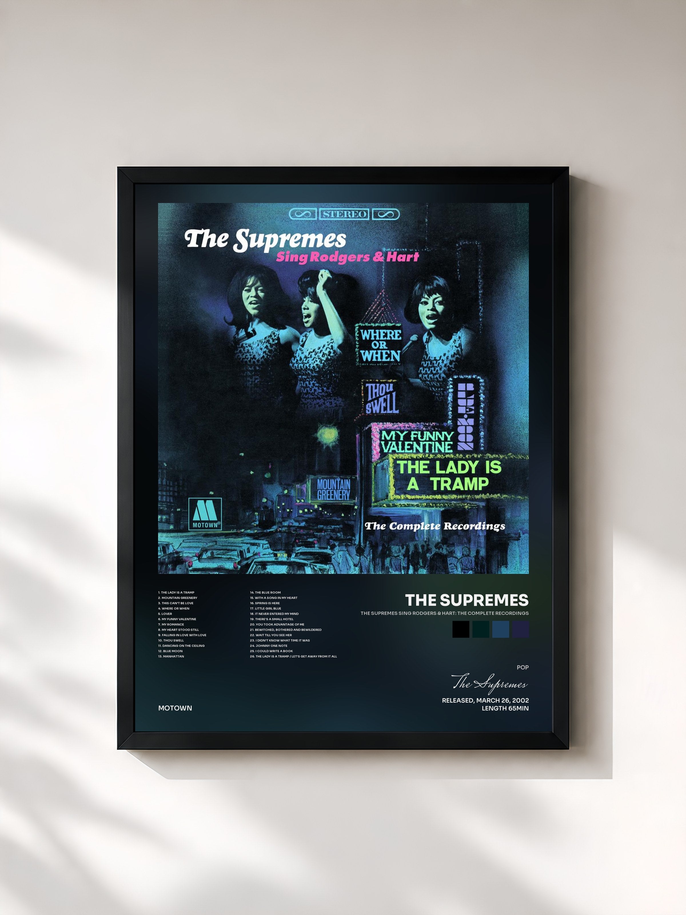 #noir Tableau de l'album The Supremes Sing Rodgers & Hart: The Complete Recordings de The Supremes, cadre noir, imprimé et encadré en France