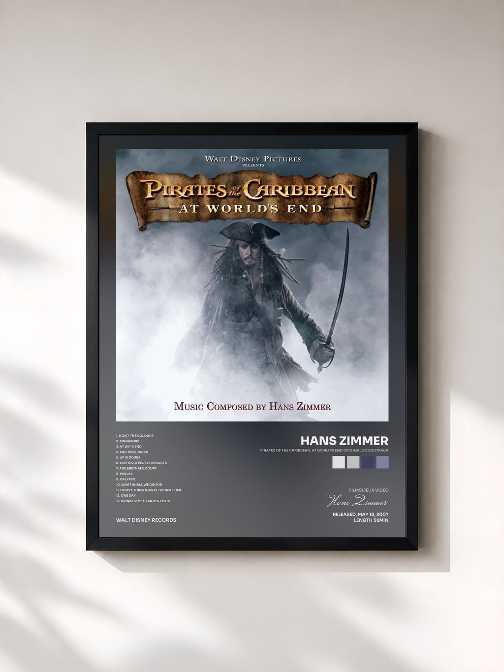 #noir Pirates Of The Caribbean: At World's End Original Soundtrack von Hans Zimmer als gerahmter Kunstdruck, schwarzer Rahmen, gedruckt und gerahmt in Frankreich