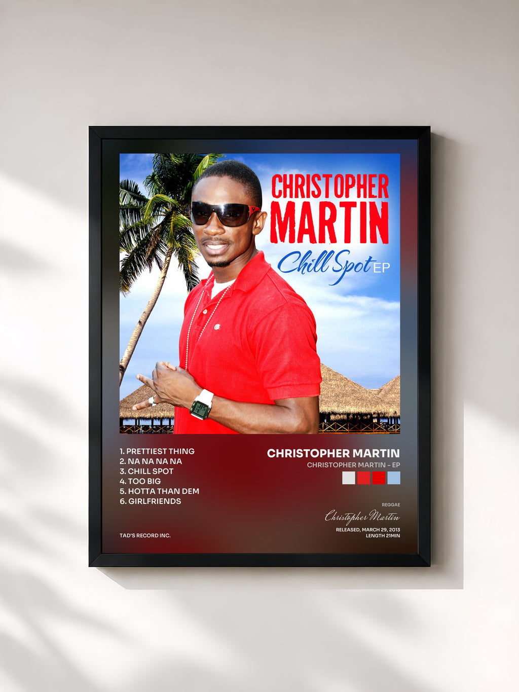 #noir Tableau de l'album Christopher Martin - EP de Christopher Martin, cadre noir, imprimé et encadré en France