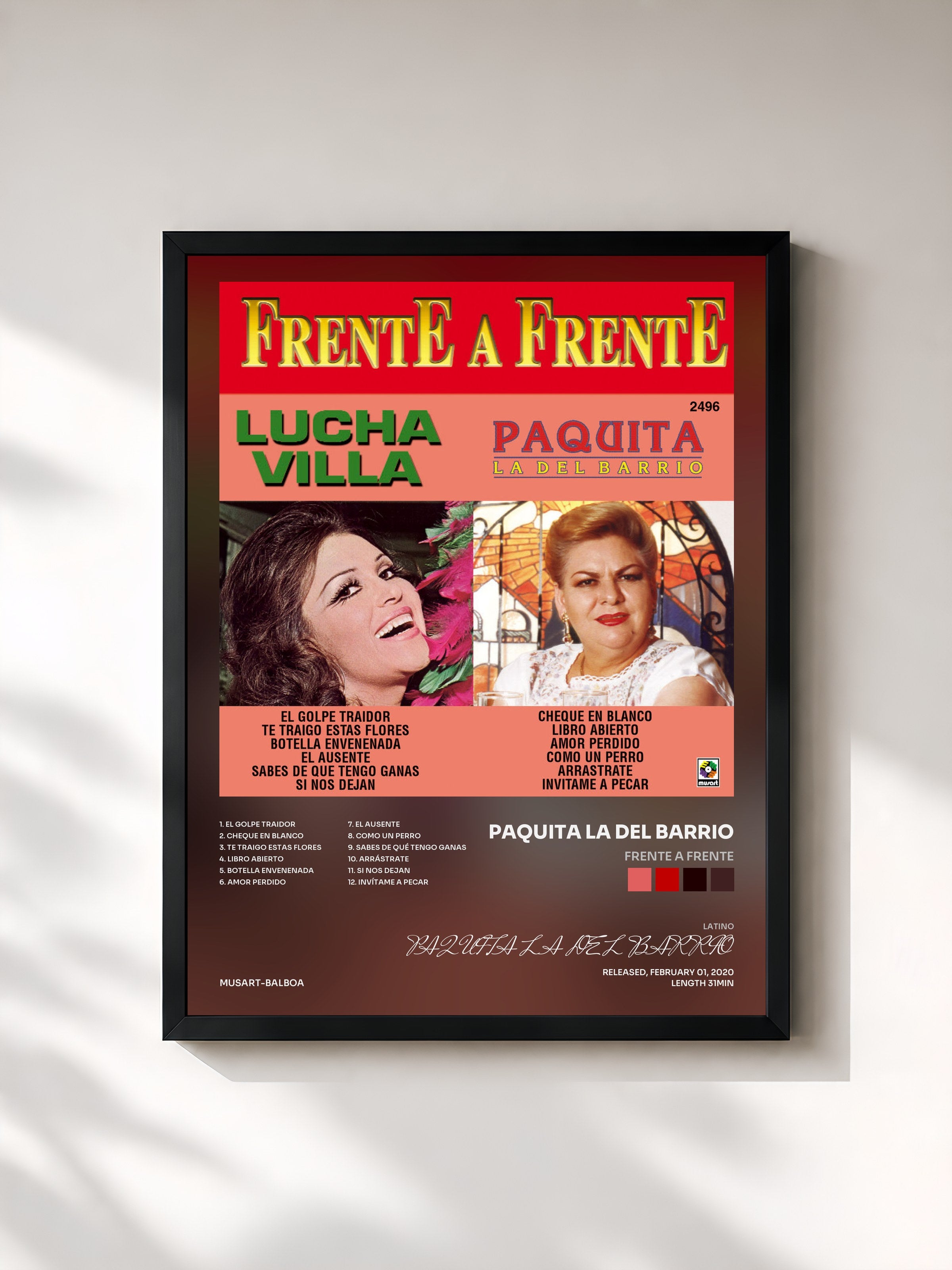 #noir Tableau de l'album Frente A Frente de PAQUITA LA DEL BARRIO, cadre noir, imprimé et encadré en France
