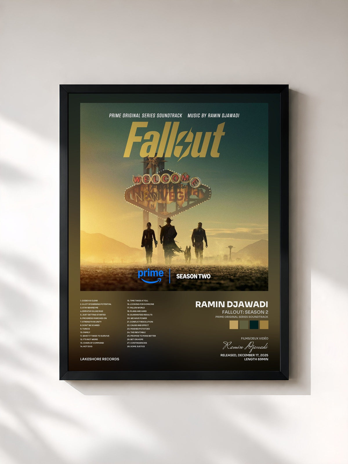 #noir Tableau de l'album Fallout: Season 2 (Prime Original Series Soundtrack) de Ramin Djawadi, cadre noir, imprimé et encadré en France