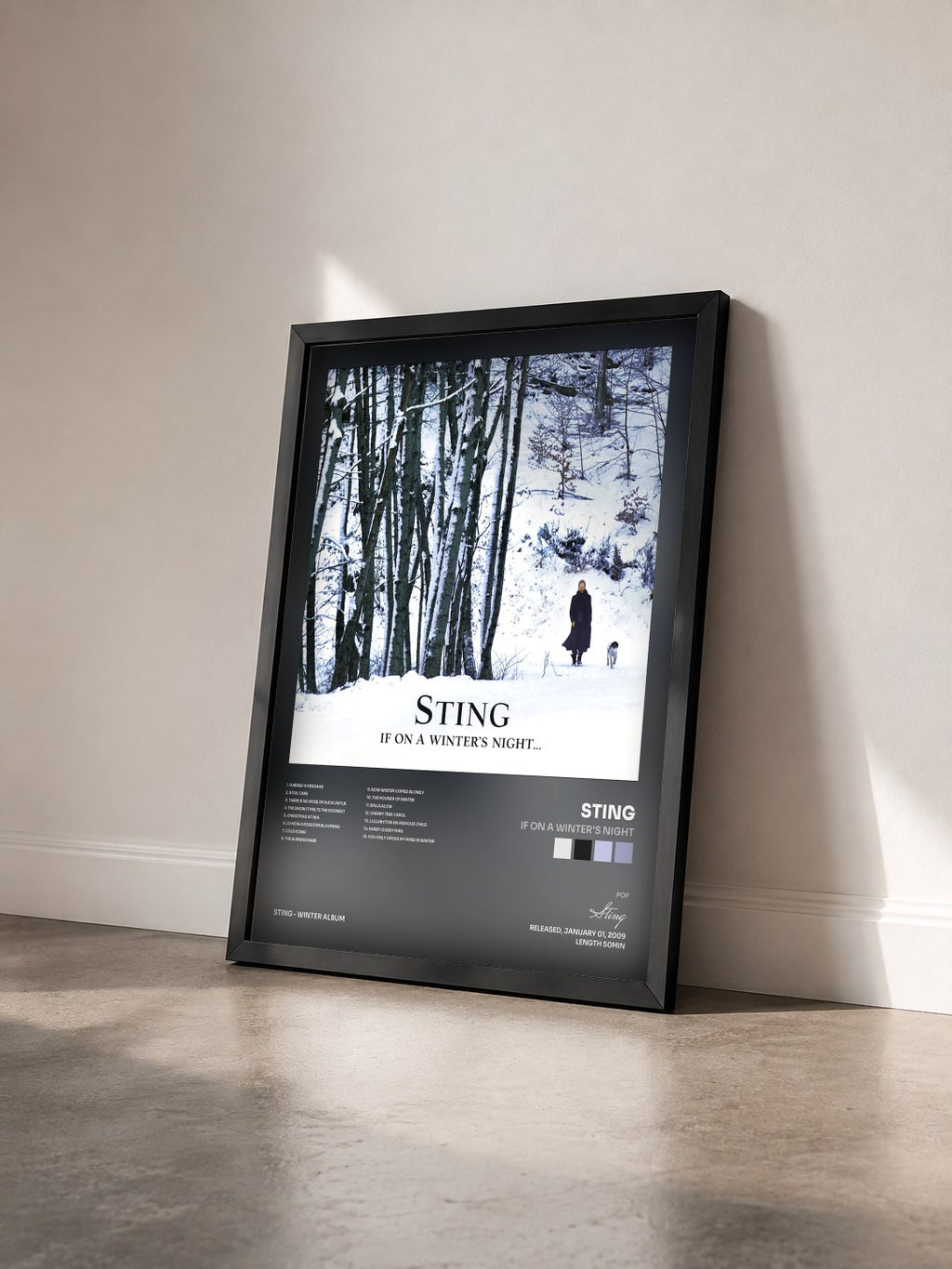 #noir If On A Winter's Night von Sting als gerahmter Kunstdruck von schräg gesehen, schwarzer Rahmen