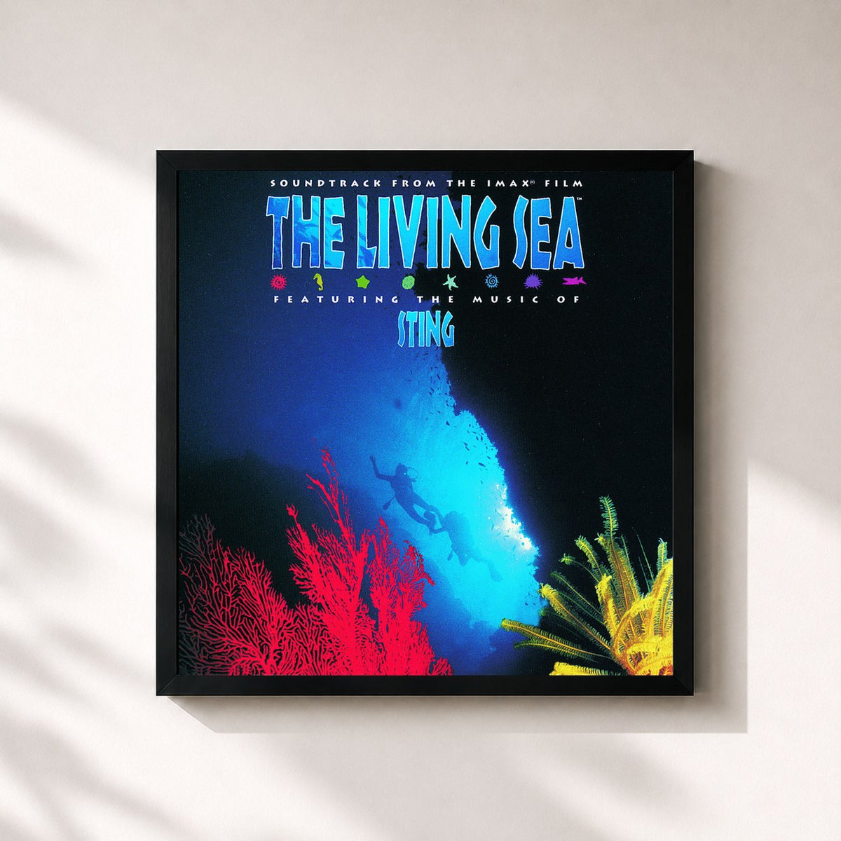 #noir The Living Sea by Sting as a square framed art print, black 32x32 cm frame