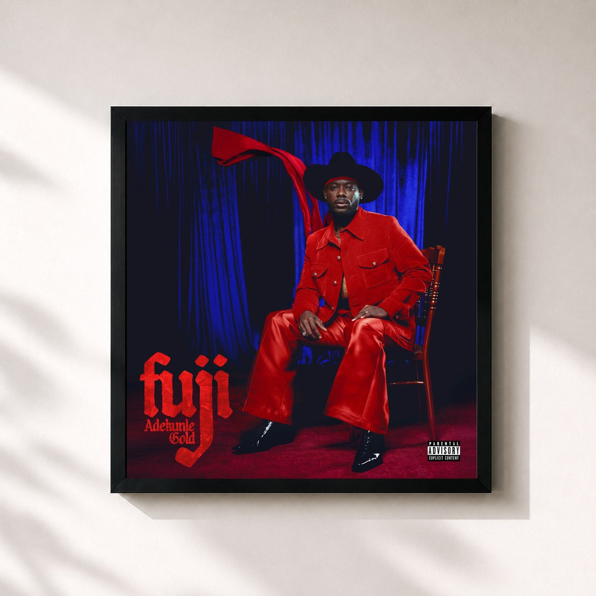 #noir Tableau carré de l'album Fuji de Adekunle Gold, cadre noir 32x32 cm