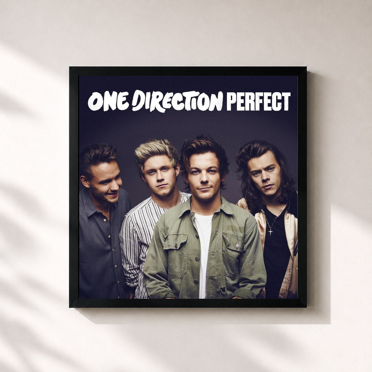 #noir Tableau carré de l'album Perfect - EP de One Direction, cadre noir 32x32 cm