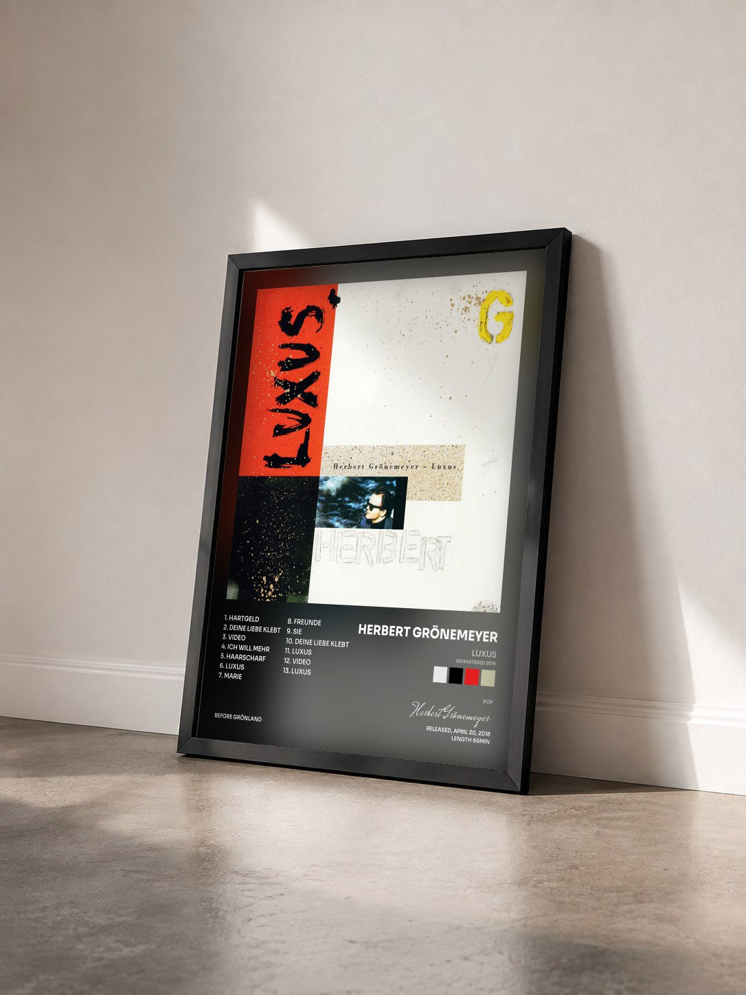 #noir Tableau de l'album Luxus (Remastered 2016) de Herbert Grönemeyer vu de trois quarts, cadre noir