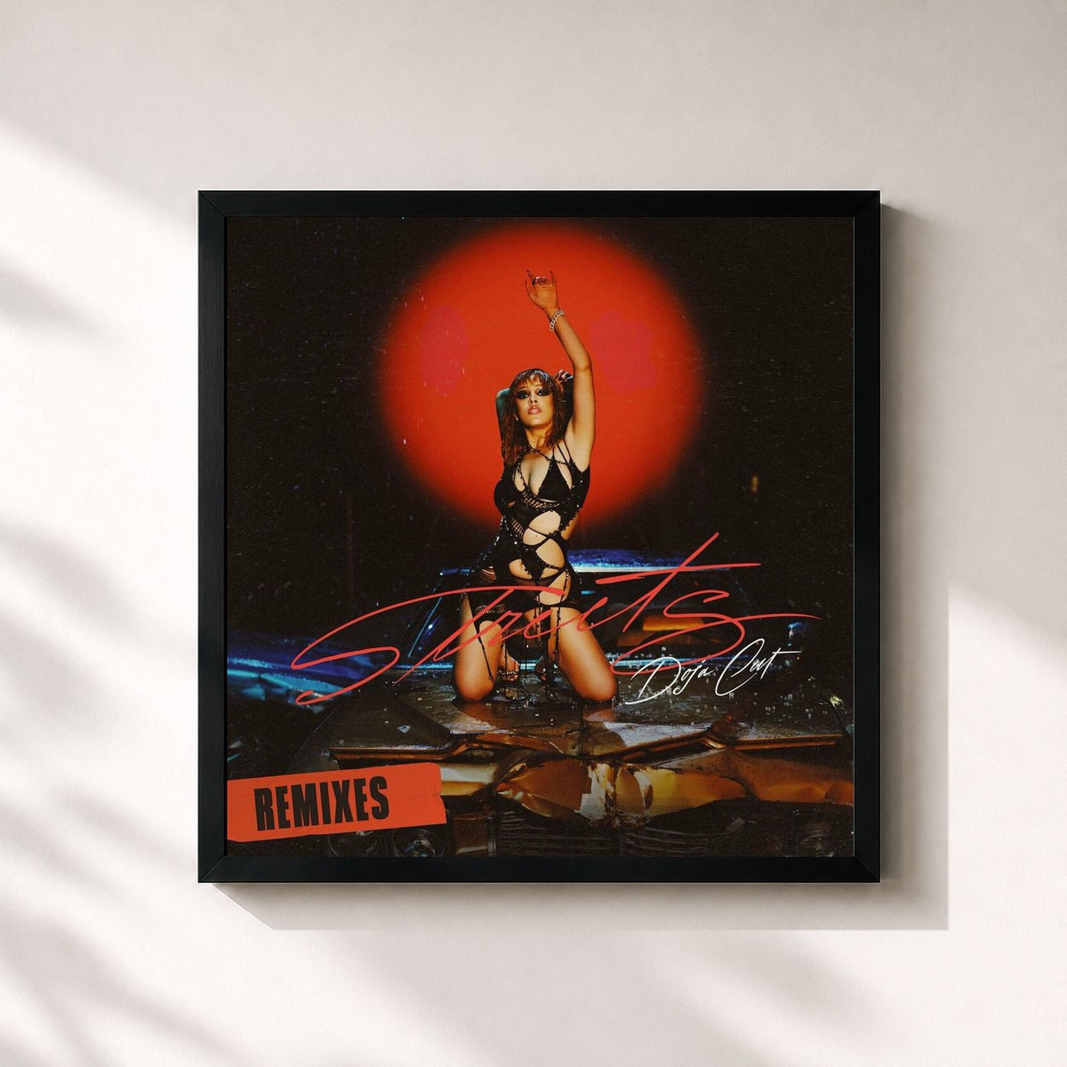 #noir Tableau carré de l'album Streets (Remixes) de Doja Cat, cadre noir 32x32 cm