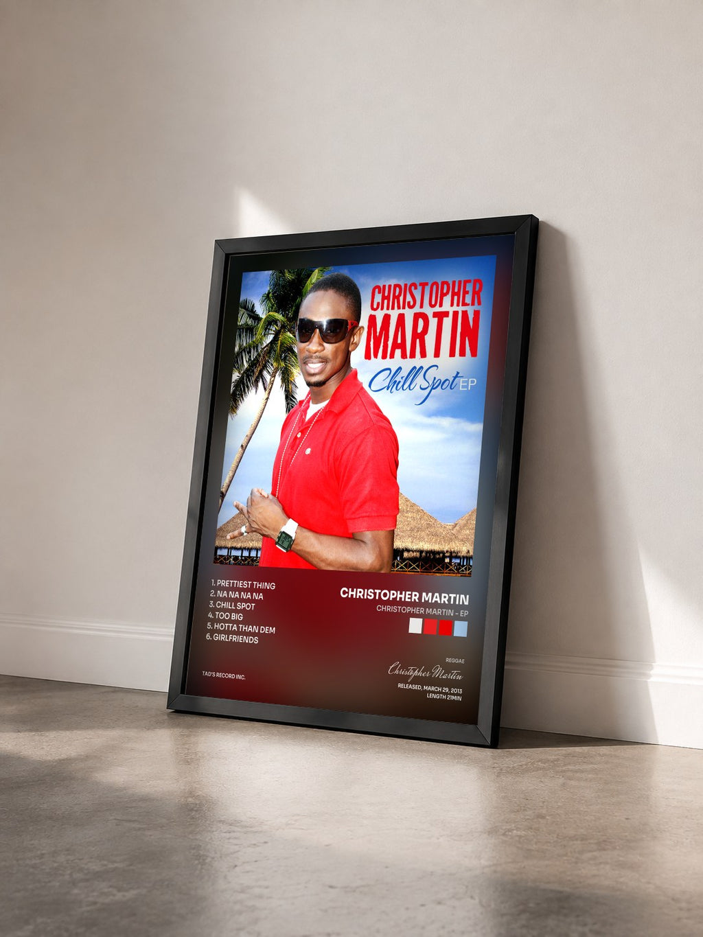 #noir Tableau de l'album Christopher Martin - EP de Christopher Martin vu de trois quarts, cadre noir