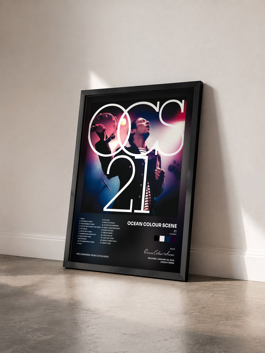 #noir Tableau de l'album 21 (E Album) de Ocean Colour Scene vu de trois quarts, cadre noir