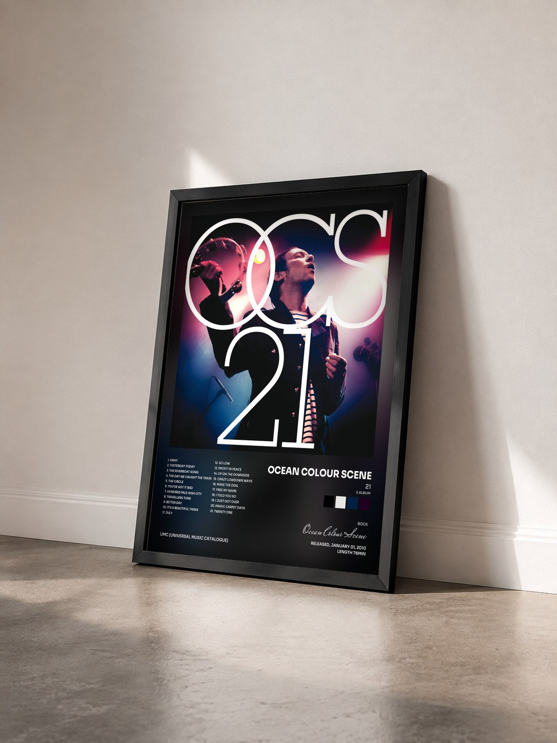 #noir Tableau de l'album 21 (E Album) de Ocean Colour Scene vu de trois quarts, cadre noir