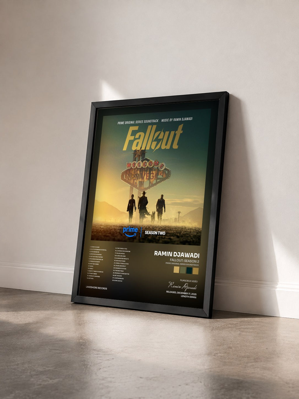 #noir Tableau de l'album Fallout: Season 2 (Prime Original Series Soundtrack) de Ramin Djawadi vu de trois quarts, cadre noir