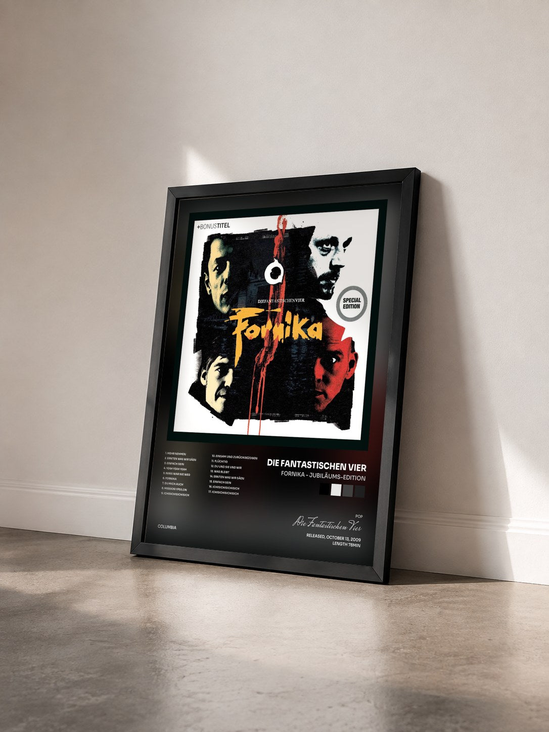 #noir Tableau de l'album Fornika - Jubiläums-Edition de Die Fantastischen Vier vu de trois quarts, cadre noir