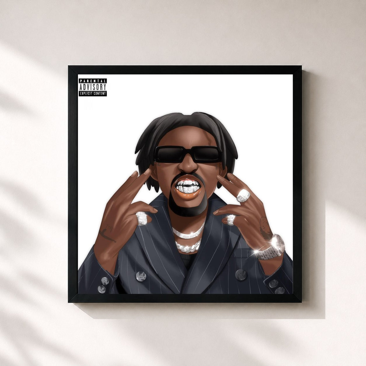 #noir Tableau carré de l'album Unruly de Olamide, cadre noir 32x32 cm
