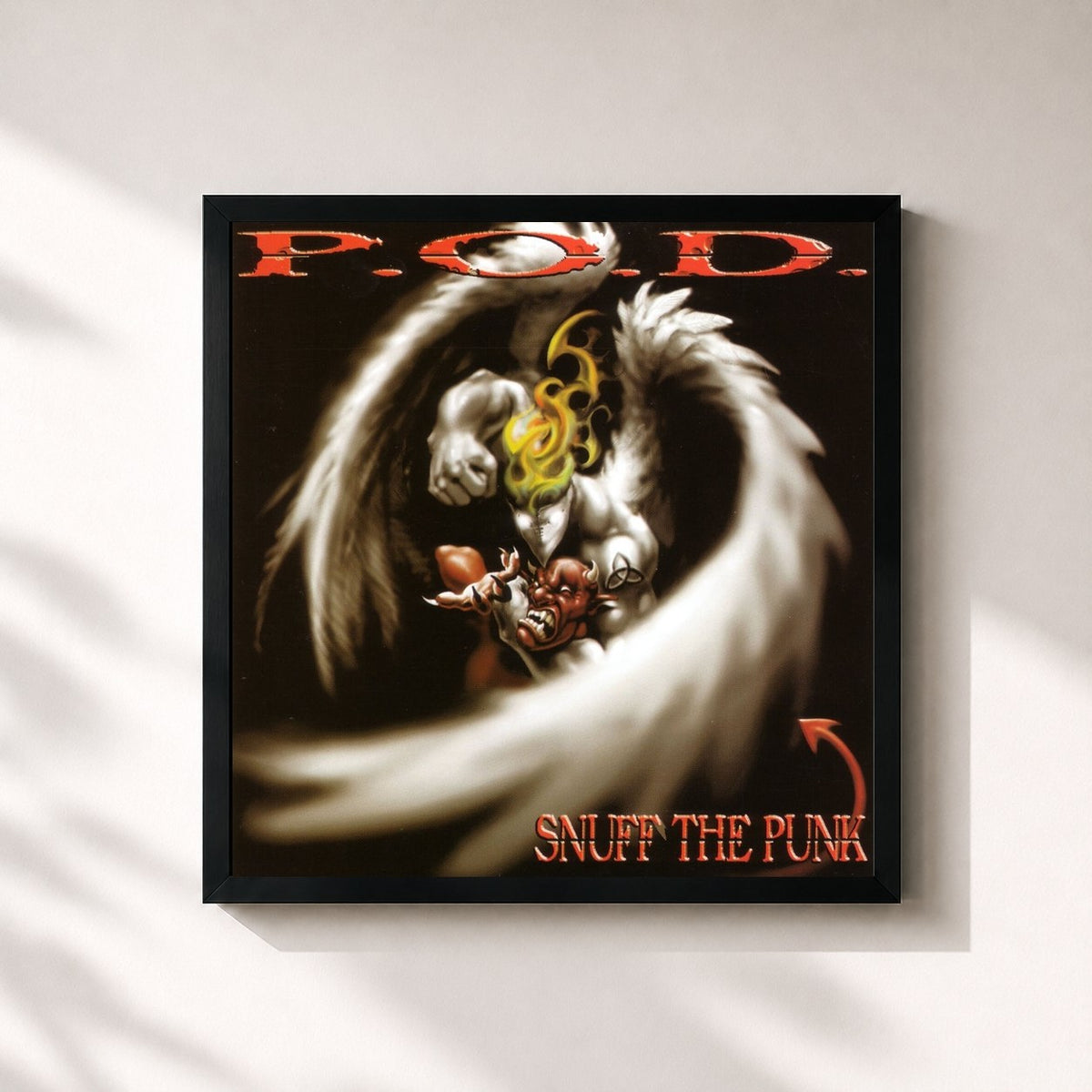 #noir Tableau carré de l'album Snuff the Punk (Remastered) de P.O.D, cadre noir 32x32 cm