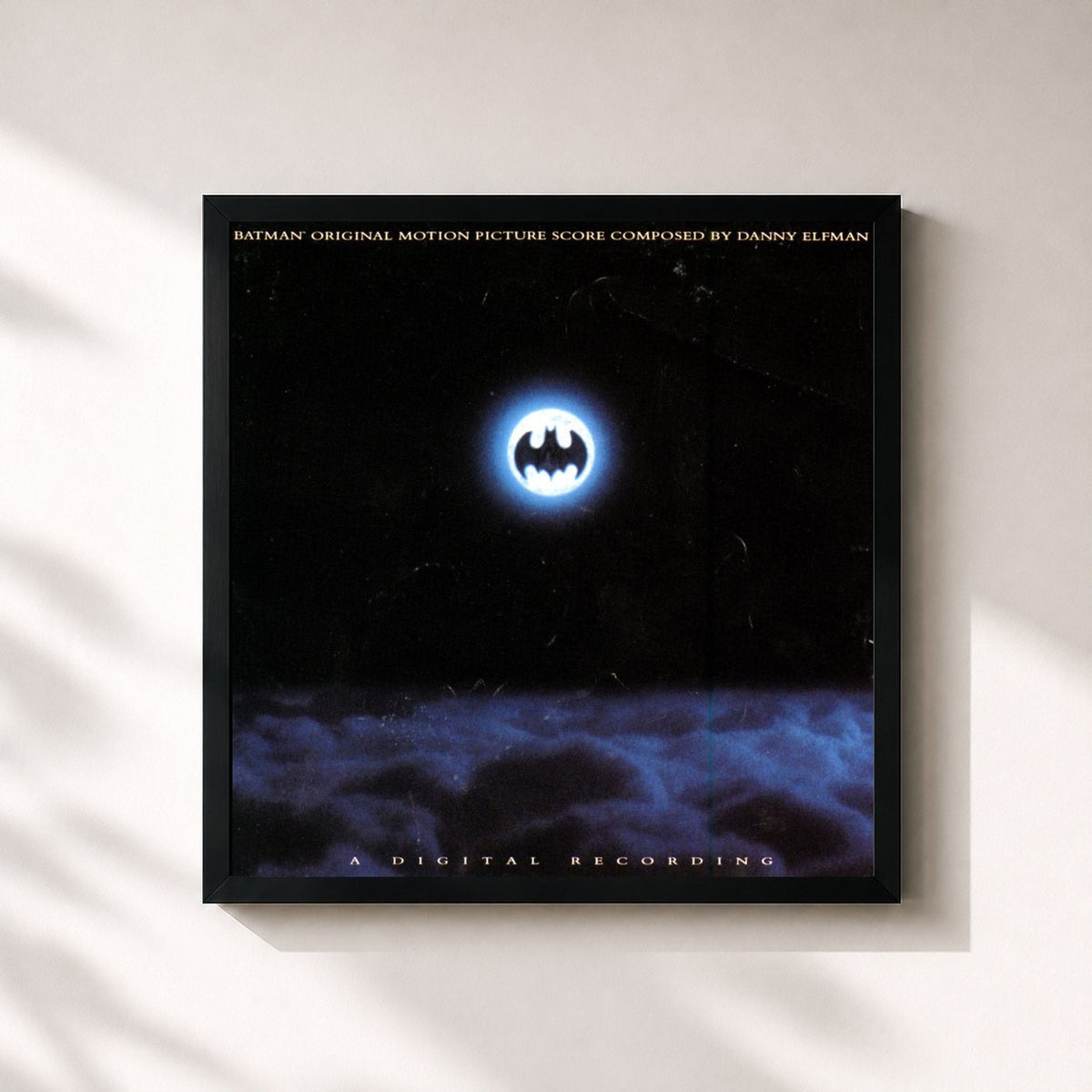 #noir Tableau carré de l'album Batman (Original Motion Picture Score) de Danny Elfman, cadre noir 32x32 cm