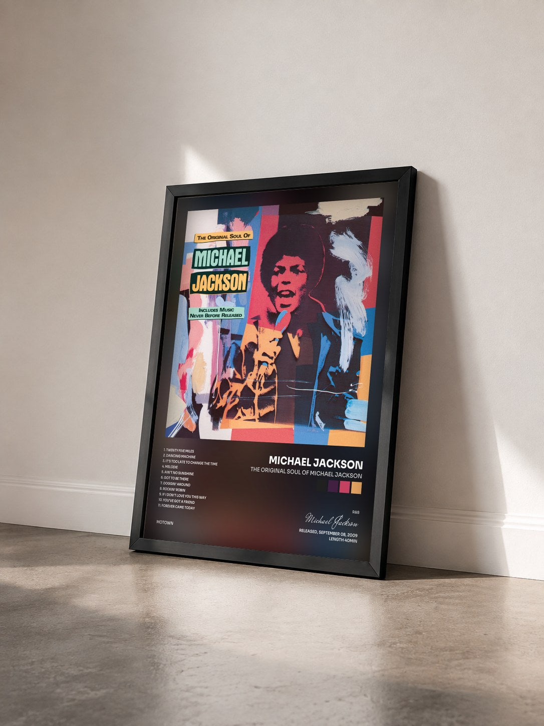 #noir Tableau de l'album The Original Soul Of Michael Jackson de Michael Jackson vu de trois quarts, cadre noir