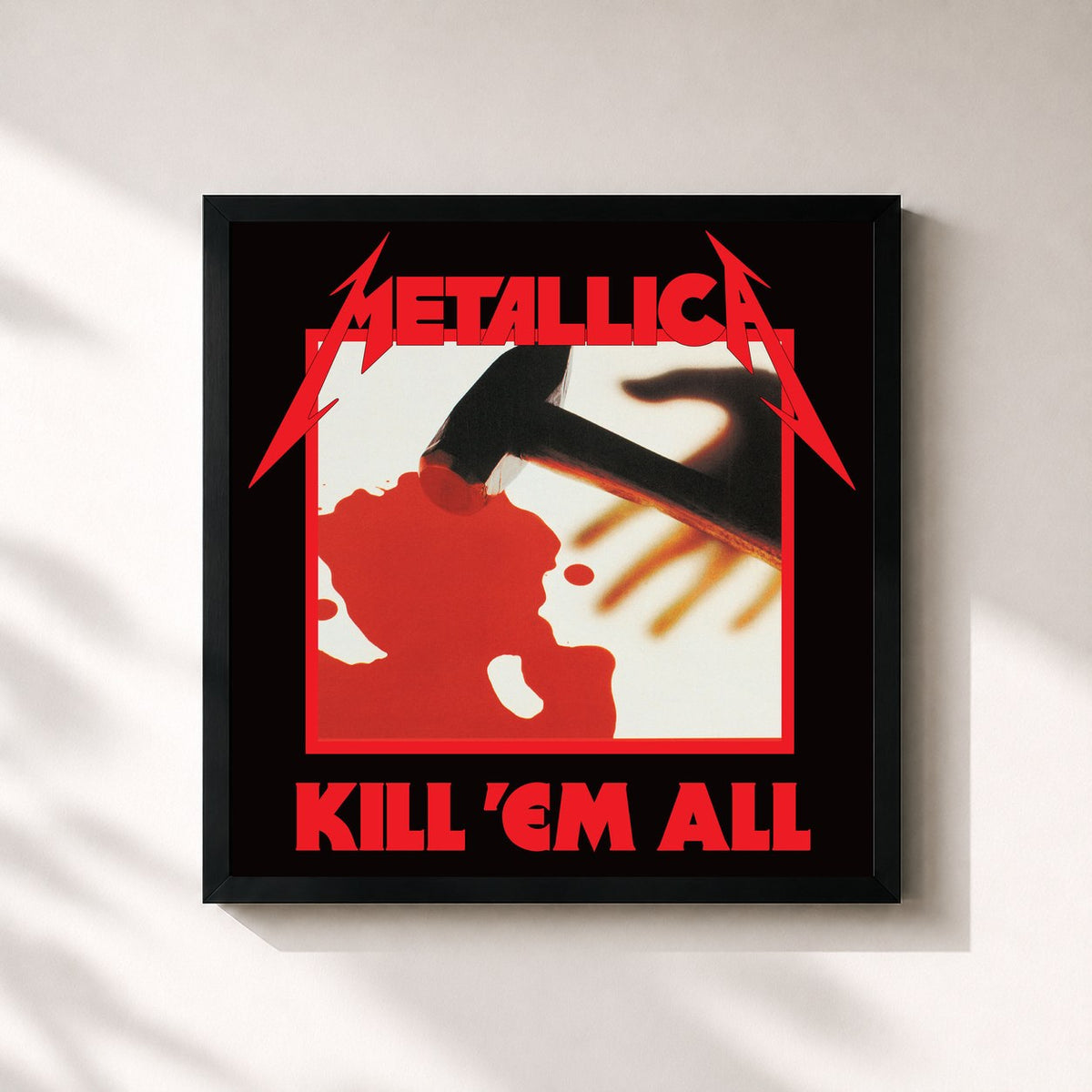 #noir Tableau carré de l'album Kill 'Em All (Remastered) de Metallica, cadre noir 32x32 cm