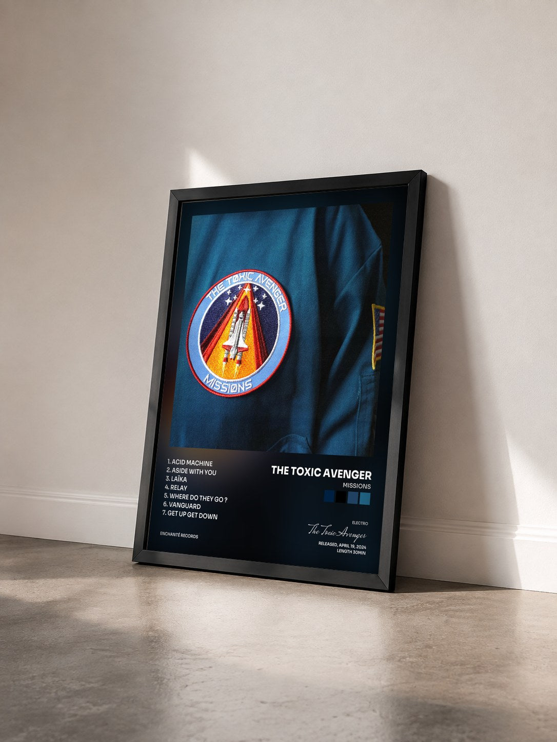 #noir Missions by The Toxic Avenger as a framed art print seen at an angle, black frame