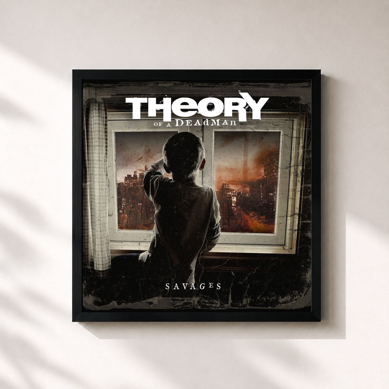 #noir Tableau carré de l'album Savages de Theory of a Deadman, cadre noir 32x32 cm