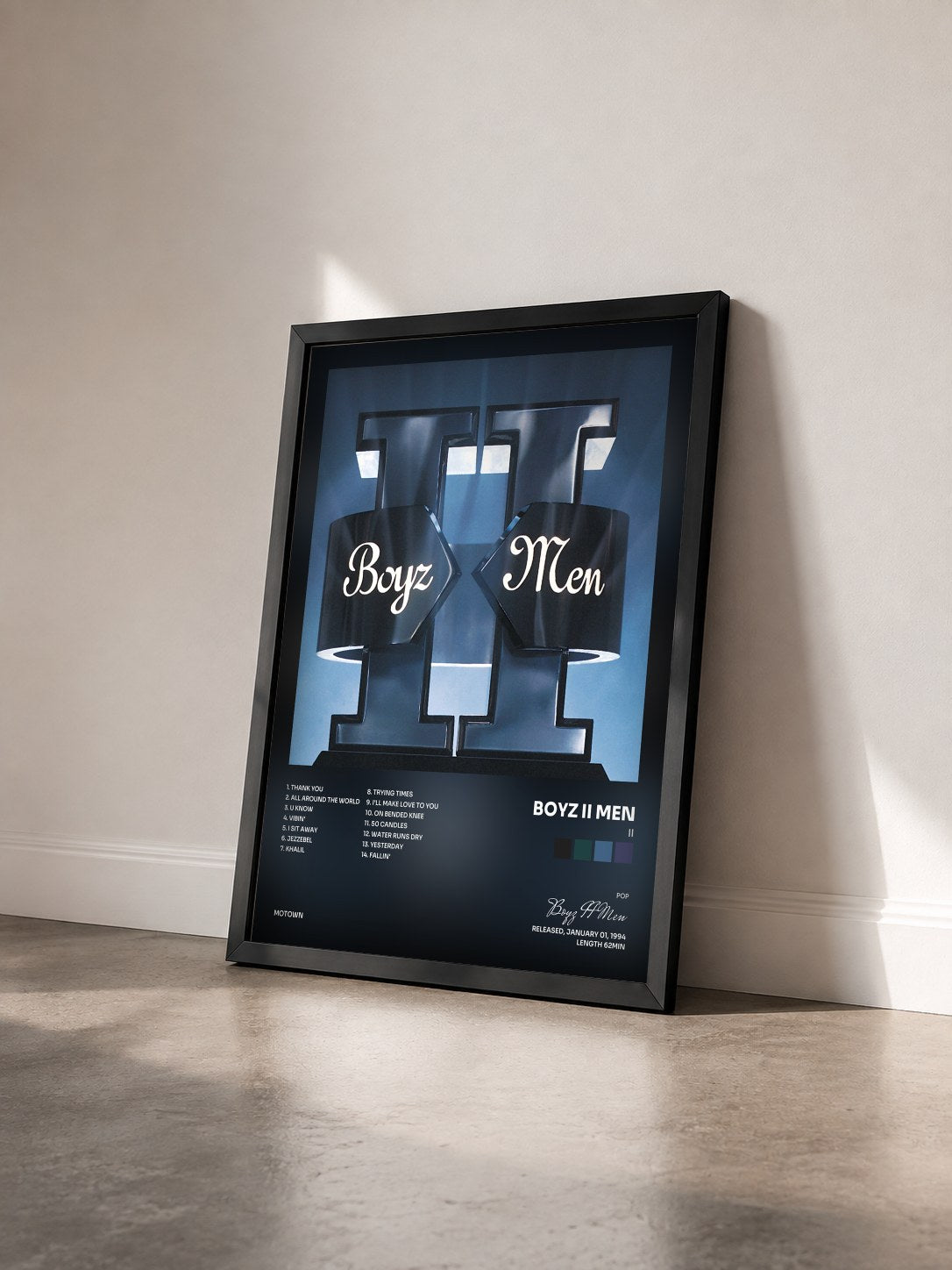 #noir Tableau de l'album II de Boyz II Men vu de trois quarts, cadre noir