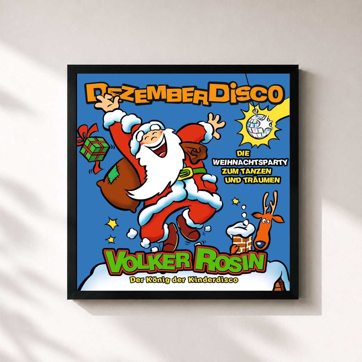 #noir Tableau carré de l'album Dezember Disco - Die Weihnachtsparty zum Tanzen und Träumen de Volker Rosin, cadre noir 32x32 cm