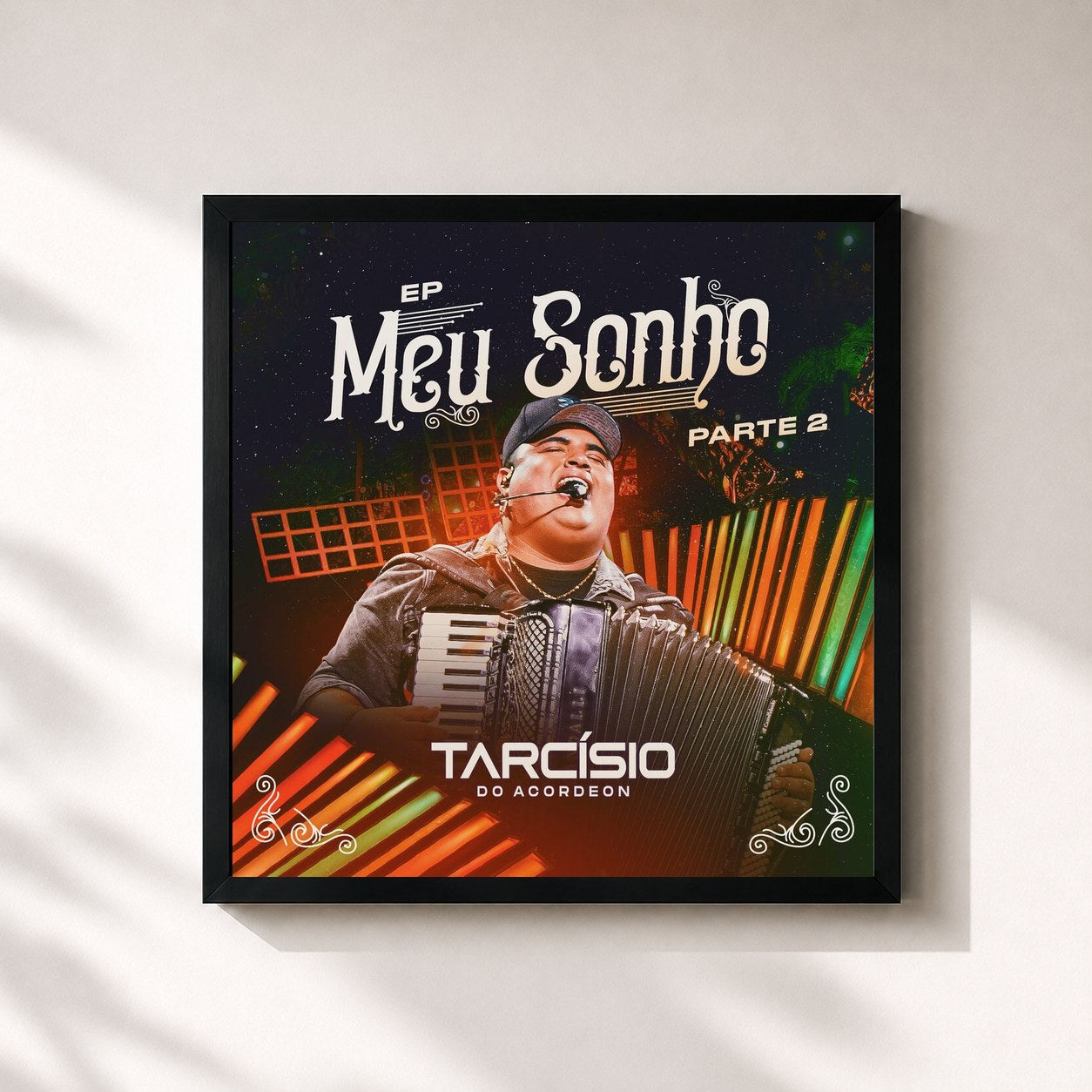 #noir Tableau carré de l'album Meu Sonho - Pt. 2 de Tarcísio do Acordeon, cadre noir 32x32 cm