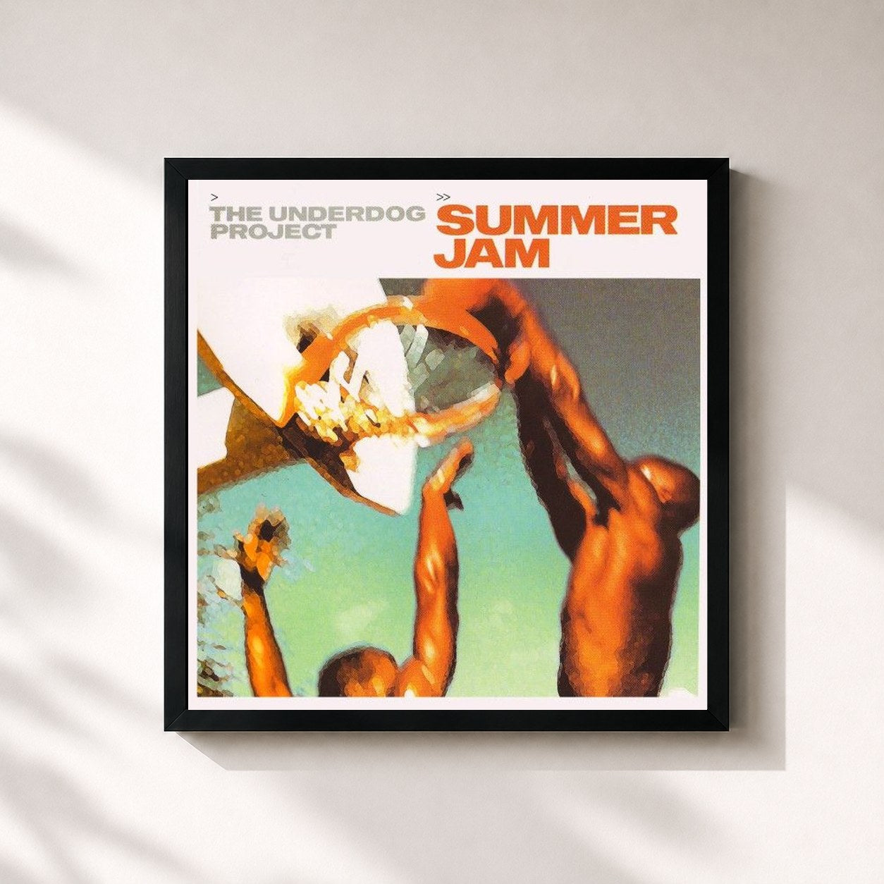 #noir Tableau carré de l'album Summer Jam de The Underdog Project, cadre noir 32x32 cm