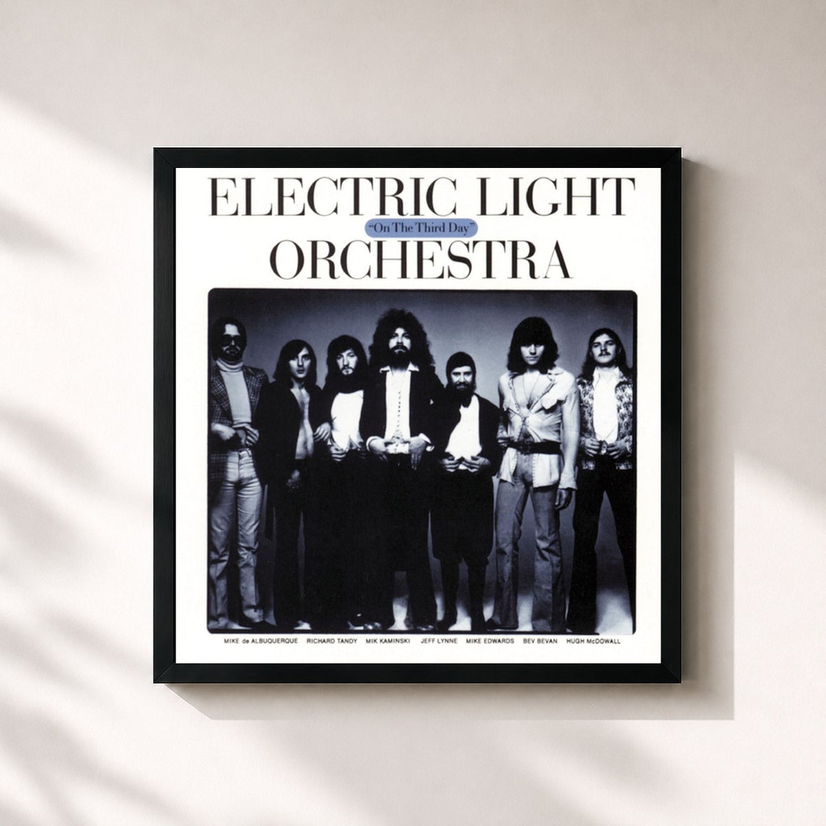 #noir Tableau carré de l'album On the Third Day de Electric Light Orchestra, cadre noir 32x32 cm