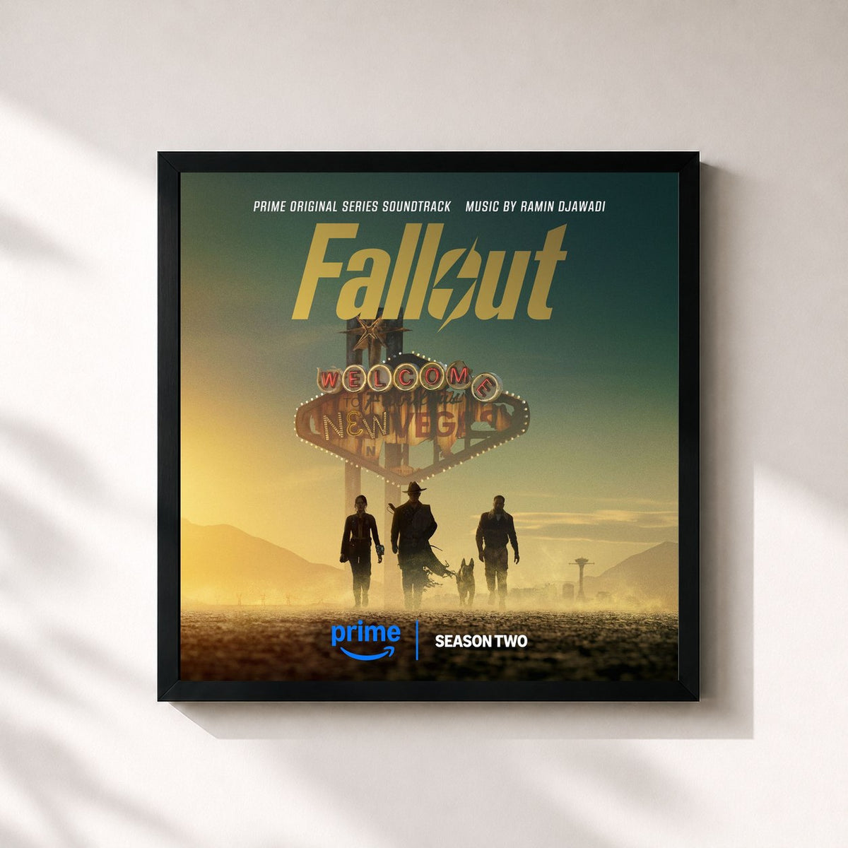 #noir Tableau carré de l'album Fallout: Season 2 (Prime Original Series Soundtrack) de Ramin Djawadi, cadre noir 32x32 cm