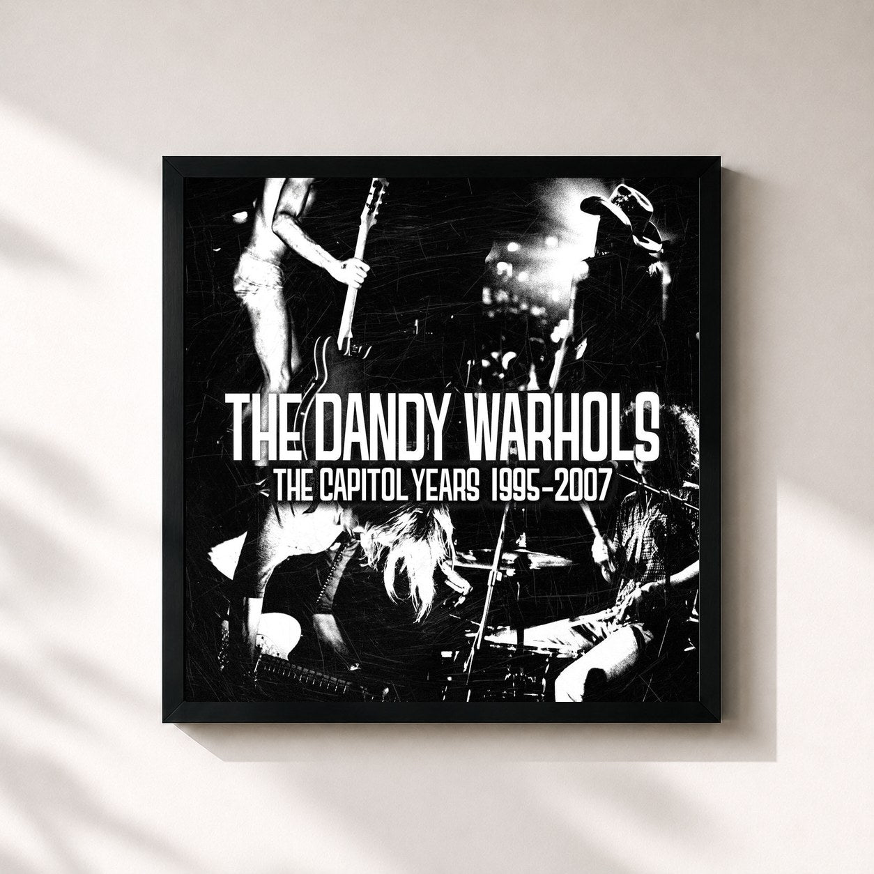 #noir Tableau carré de l'album The Capitol Years: 1995-2007 de The Dandy Warhols, cadre noir 32x32 cm