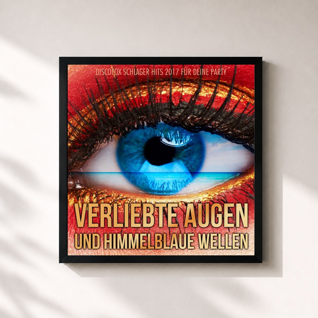 #noir Tableau carré de l'album Verliebte Augen und himmelblaue Wellen - Discofox Schlager Hits 2017 für deine Party de Deutscher Schlager, cadre noir 32x32 cm